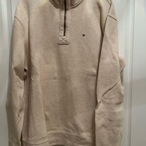 Tommy Hilfiger Men's Cream Quarter Zip Sweater